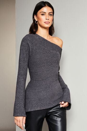 Grey bardot top online