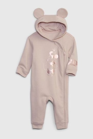Gap Pink Disney Minnie Mouse Zip Hooded All in One - Baby (Newborn - 24mths)