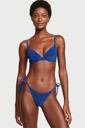 Victoria's Secret Diver Blue Push Up Shimmer Swim Bikini Top