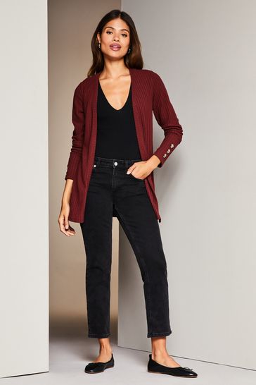 Long burgundy cardigan outfit online