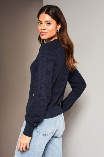 Buy Lipsy Navy Blue Long Sleeve Cable Knitted Jumper from Next