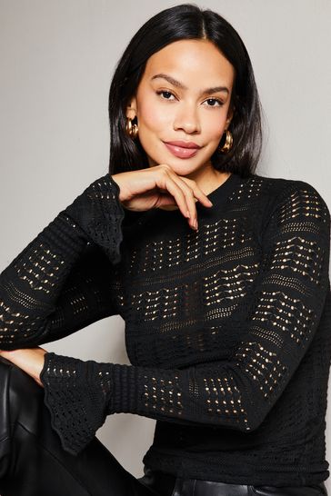Black shop pointelle jumper