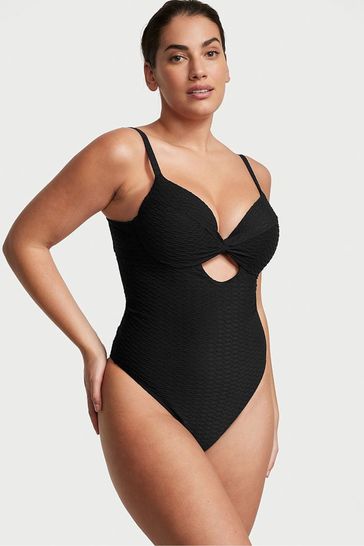 Black fishnet one piece swimsuit discount