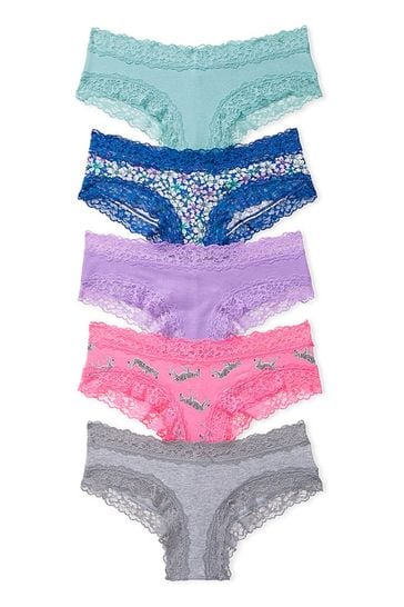 Victoria's Secret Blue/Purple/Pink/Grey Cheeky Cotton Knickers Multipack