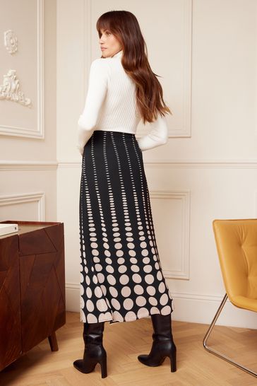 Black polka on sale dot midi skirt