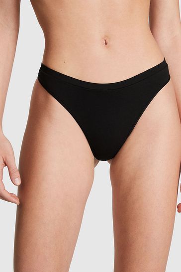 Buy Victoria's Secret PINK Pure Black Seamless Thong Knickers from