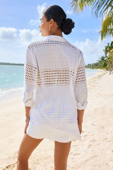 Lipsy White Long Sleeve Summer Beach Shirt