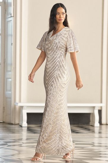 Lipsy olivia embellished sequin sales cowl neck maxi dress