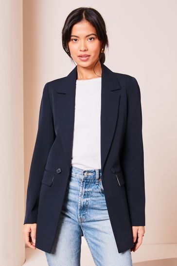 Lipsy Navy Blue Relaxed Longline Tailored Blazer