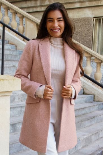 Friends Like These Pink Boucle Petite Tailored Single Button Coat