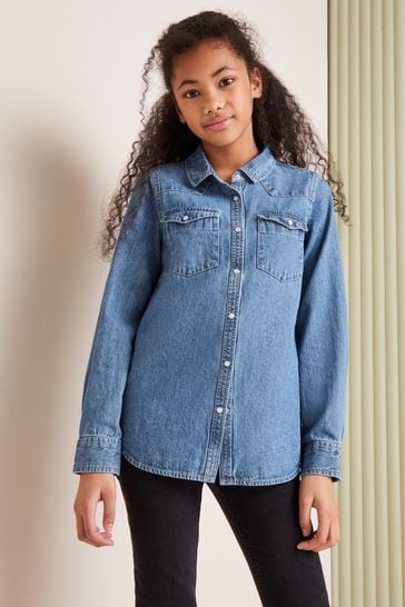 Girl denim shirt online best sale