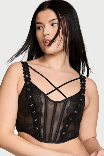 Buy Victoria's Secret Black Lace Unlined Demi Eyelet Corset Bra Top from  Next Luxembourg