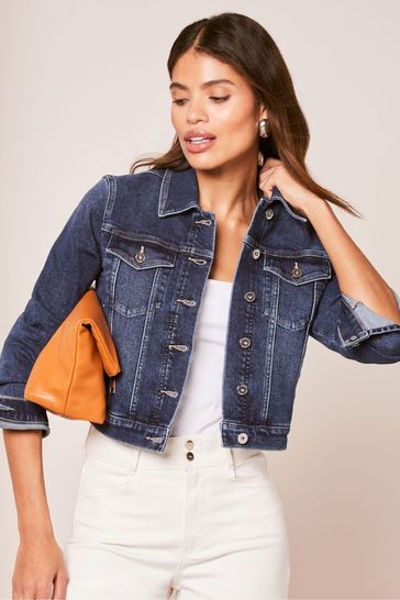 Lipsy Dark Blue Crop Denim Jacket