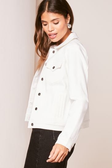 Lipsy White Petite Classic Fitted Denim Jacket