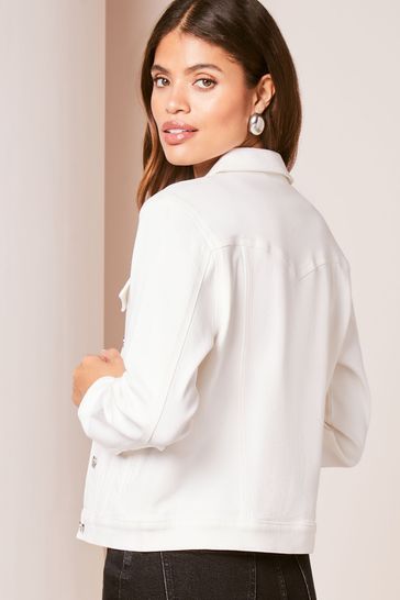 Lipsy White Petite Classic Fitted Denim Jacket