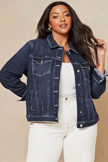 Lipsy Dark Blue Curve Classic Fitted Denim Jacket