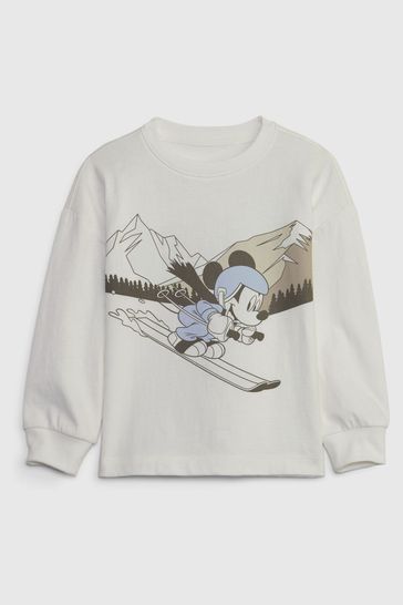 Gap White Disney Mickey Mouse Graphic Crew Neck Long Sleeve Sweatshirt 12mths 5yrs