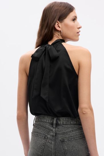 Buy Gap Black Satin Halter Neck Top from Next Luxembourg