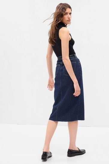 Mid length denim skirts gap top