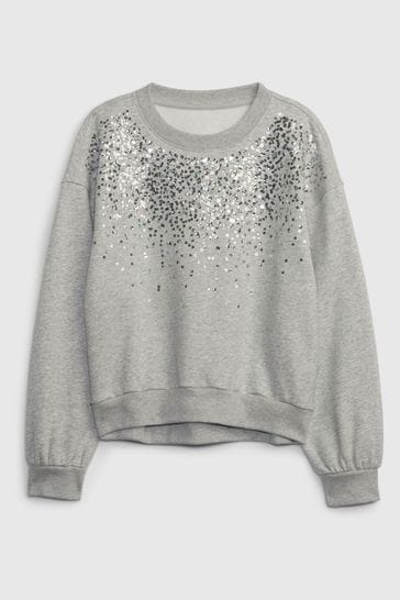 Buy Gap Grey Sequin Crew Neck Long Sleeve Sweatshirt 4 13yrs