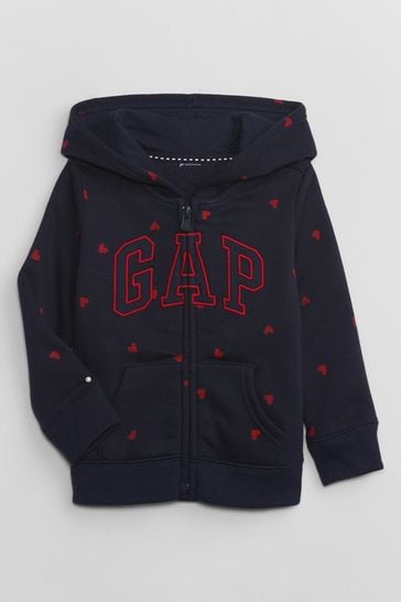 Gap Navy Logo Heart Zip Through Hoodie (12mths-5yrs)
