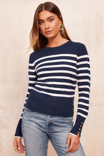 Buy Friends Like These Stripe Long Sleeve Crew Neck Jumper from