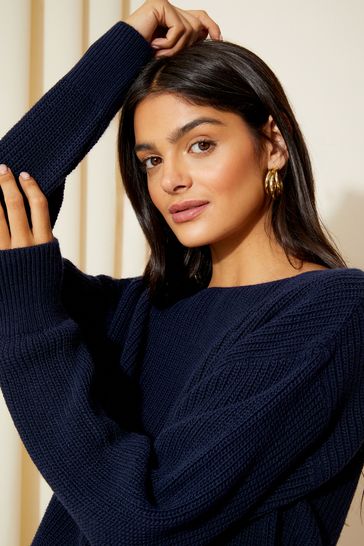 Buy Friends Like These Navy Blue Off The Shoulder Jumper from Next Oman