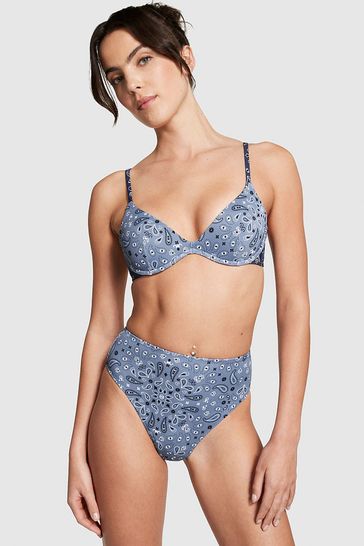 Navy push up bikini top