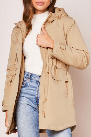 Lipsy Camel Shower Resistant Parka Rain Coat