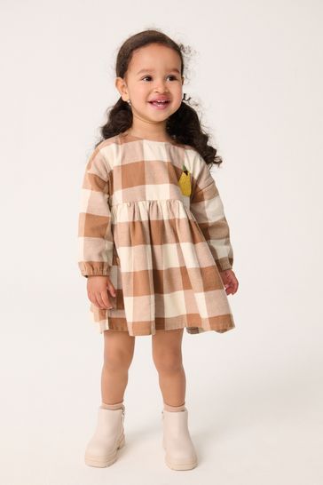 Buy Cinnamon Brown 100 Cotton Embroidered Check Dress 3mths 8yrs from Next Bahrain