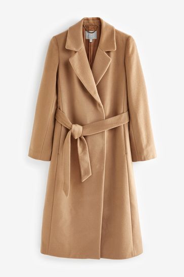 Camel wool wrap coat best sale