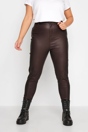 Yours Curve Brown Coated AVA Jeans
