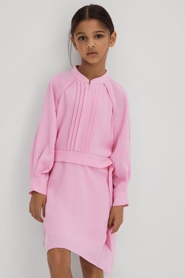 Reiss Pink Erica Junior Zip Front Asymmetric Dress