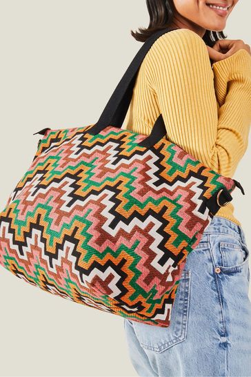 Buy Accessorize Black Geometric Woven Weekend Bag from Next Poland