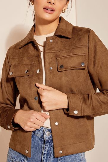 Friends Like These Brown Suedette Collar Jacket