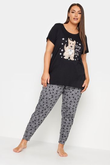 Buy Yours Curve Black Stay Pawsitive Cuffed Pyjamas Set from Next Croatia