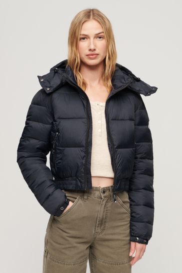 Superdry Blue Crop Hooded Fuji Jacket