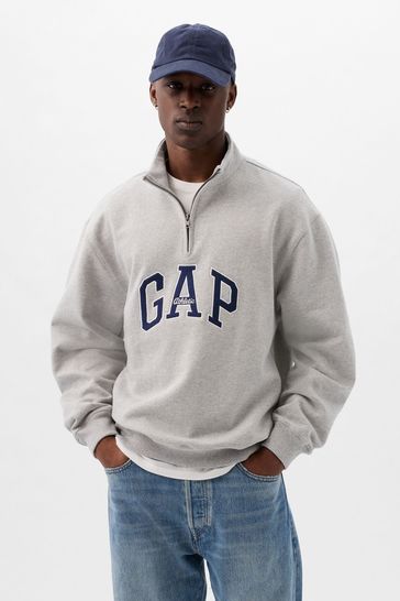 Gap Grey Heavyweight  Arch Logo Pullover