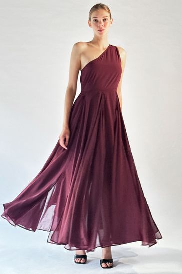 Red one shoulder discount cocktail dress