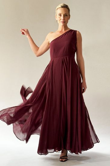 One shoulder maxi dress red online
