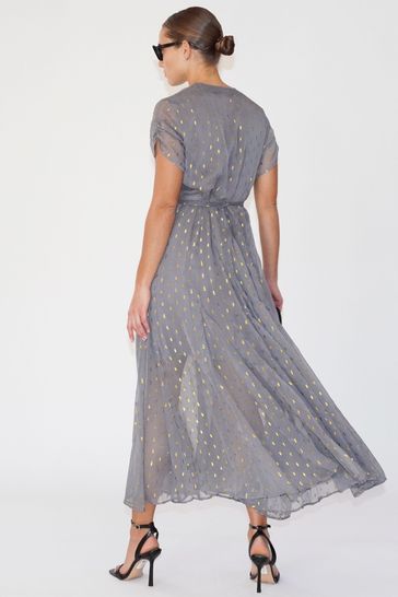 Buy Religion Grey Wrap Maxi Dress With Full Skirt In Grey Dot On Grey from Next Bahrain