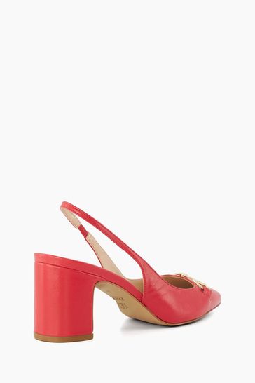 Buy Dune London Red Detailed Block Heel Snaffle Slingbacks from