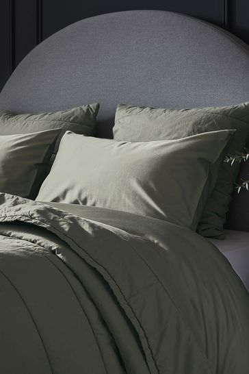 Bedfolk Set of 2 Green Luxe Cotton King Pillowcases