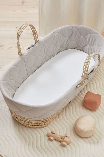 Bedfolk White Moses Basket Fitted Sheet