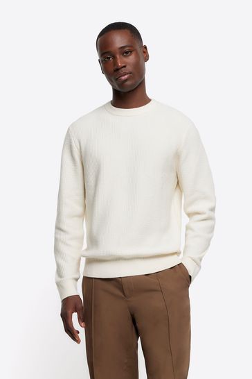 Buy River Island Cream Waffle Crew Neck Jumper from Next Singapore