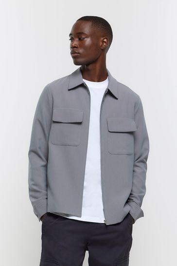 River Island Grey Regular Fit Smart Shacket