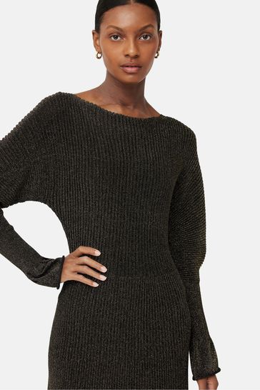 Buy Jigsaw Gold Metallic Plisse Knitted Dress from Next Ireland