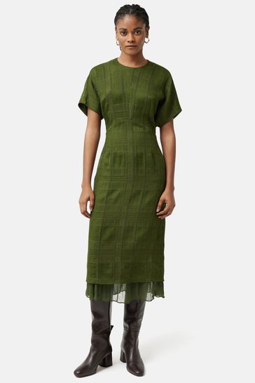 Jigsaw Textured Check Midi Dress