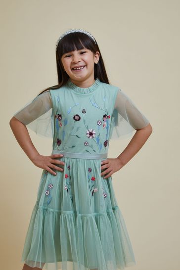 Green frock and frill dress online
