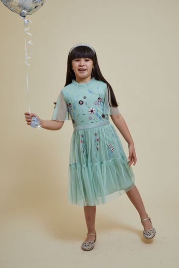 Buy Frock and Frill Childrens Green Embroidered Dress from Next